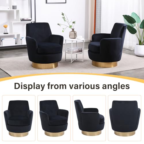 Swivel Barrel Chair Set of 2, Modern Velvet Accent Chairs, Orange P5409