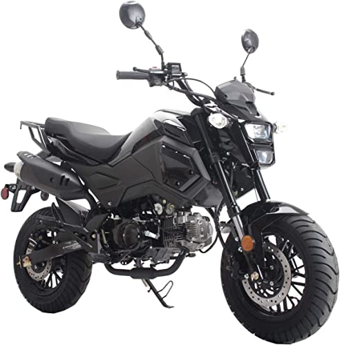 HHH 125cc Motorcycle Bike Vader 125 Street Scooter 125cc Motorcycle Gas Bike, Scooter with Big Headlights (Black) (Factory Packaged) - Large