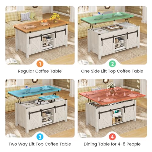 SEDETA Lift Top Coffee Table with Storage, Convertible Dining Table, Grey M719