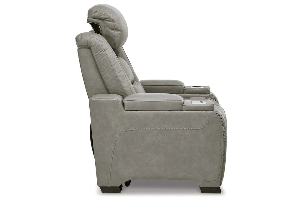 Signature Design by Ashley Man-Den Leather Power Recliner Gray G67279