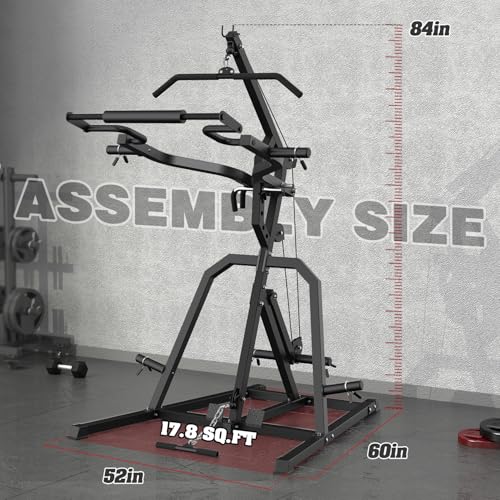 DONOW Leverage Gym Power Rack Squat Rack with LAT Low Row System Home Gym Workout Station O450515