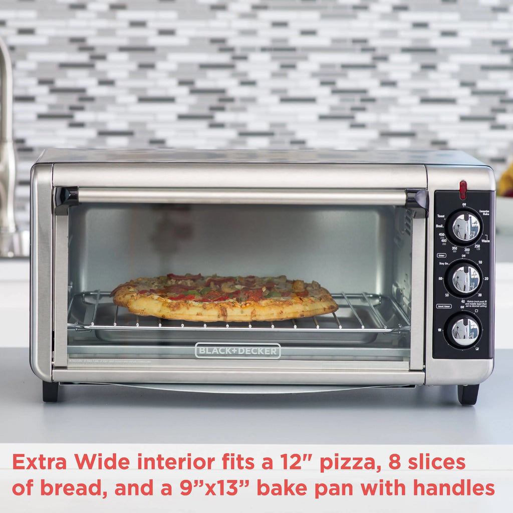 BLACK+DECKER 8 Slice Extra-Wide Stainless Steel Toaster Oven P334