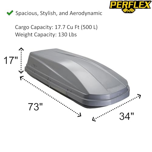 Perflex Exclusive Rooftop Cargo Box Carrier Large 17.7 cu ft, Dual Side Opening, White L7207