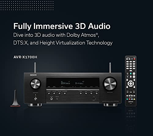 Denon AVR-X1700H 7.2 Channel AV Receiver with 8K HDMI and Dolby Atmos K44818
