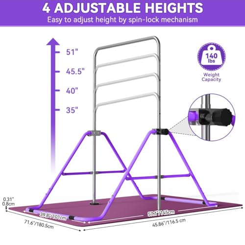 FBSPORT Gymnastics Bar for Kids, Adjustable Height, Folding W6973