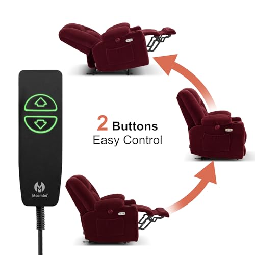MCombo Zero Gravity Power Recliner Chair with Heat and Vibration Massage, USB & Type C Ports, Cup Holders, Fabric 8015 (Brown) Z599462
