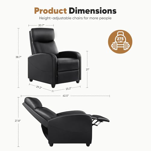 DUMOS Recliner Chair for Adults, Massage, Adjustable, Grey Linen N58266
