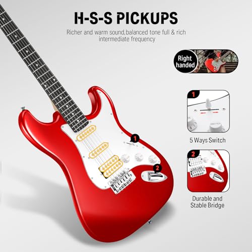 Donner DST-100B 39 Inch Electric Guitar Beginner Kit with Amplifier and Accessories W342