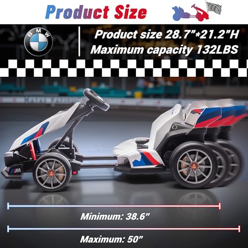 BMW Licensed 24V 9AH Electric Drift Kart for Kids, 7.5 MPH, Grey F94684