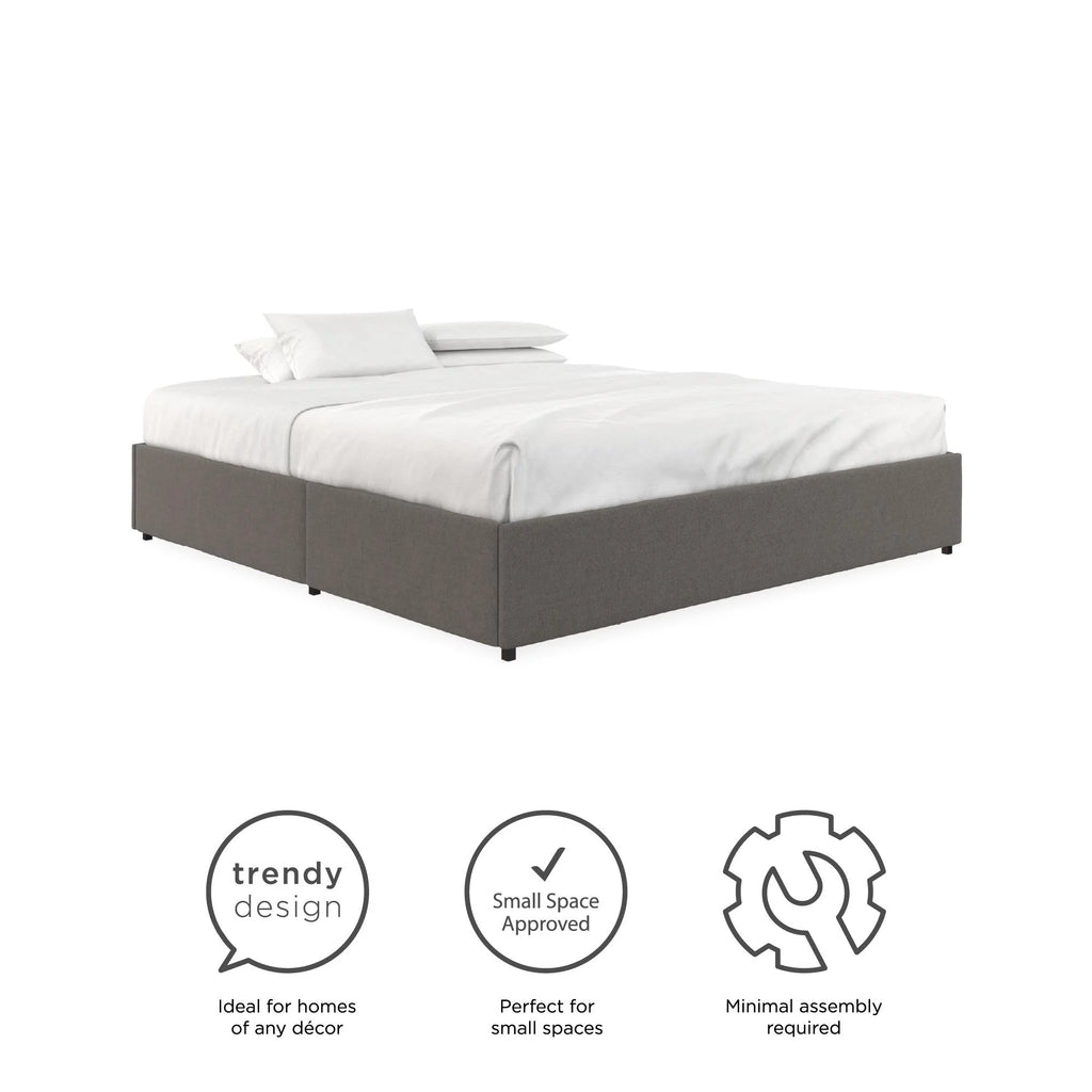 DHP Maven Platform Bed with Storage, King, Gray Linen V35757