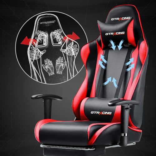 GTRACING Gaming Chair with Footrest, Blue R841