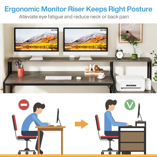 Tribesigns 63 Inch Computer Desk with File Drawer Cabinet, Monitor Stand R256671