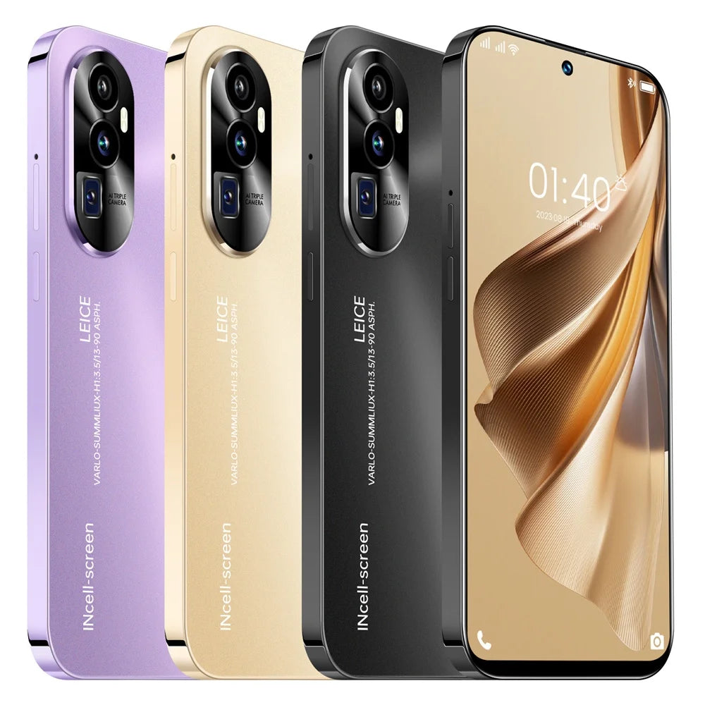 Kajiali Black, Gold, Purple Unlocked Cell Phones,7.3 Inch Android 13 Smart Phone 16Gb Dual Sim Standby 7800Mah 5G Network Mobile Phone Purple