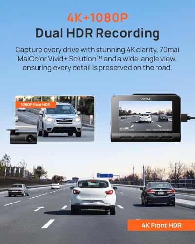 70mai A810 4K Dual Dash Cam Front and Rear with Night Vision I3285
