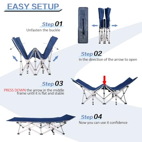 Camping Cot with Thick Pad, Folding Bed, Heavy Duty with Carry Bag I101