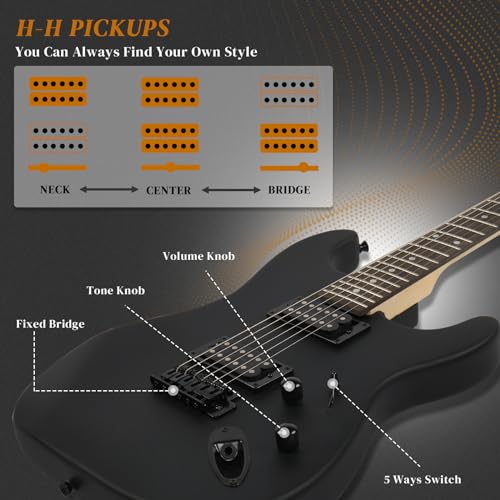 Ktaxon 39 Inch Electric Guitar Kit with 20W Amp, Bag, Strap, Cable, Accessories W1993