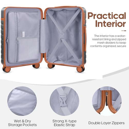 Luggage Sets 3 Piece, Carry On 20 Inch Hardside Suitcase with Spinner Wheels and TSA Lock J67858