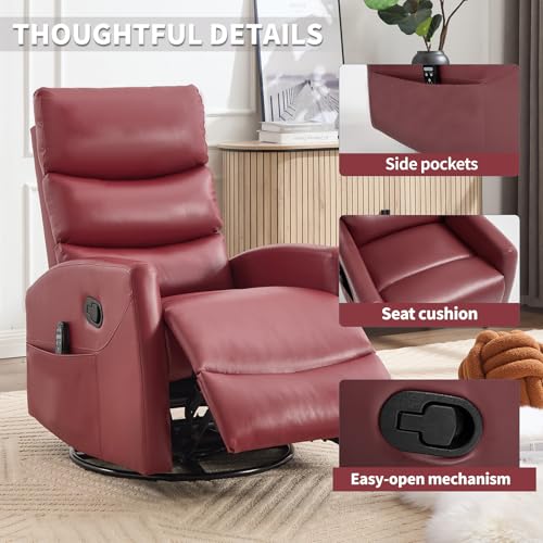 Massage Chair Recliner with Heat, Swivel Rocking, High Back Fabric Black V2333