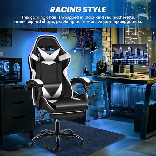Gaming Chair with Footrest, Lumbar Support, Red/Black M9231