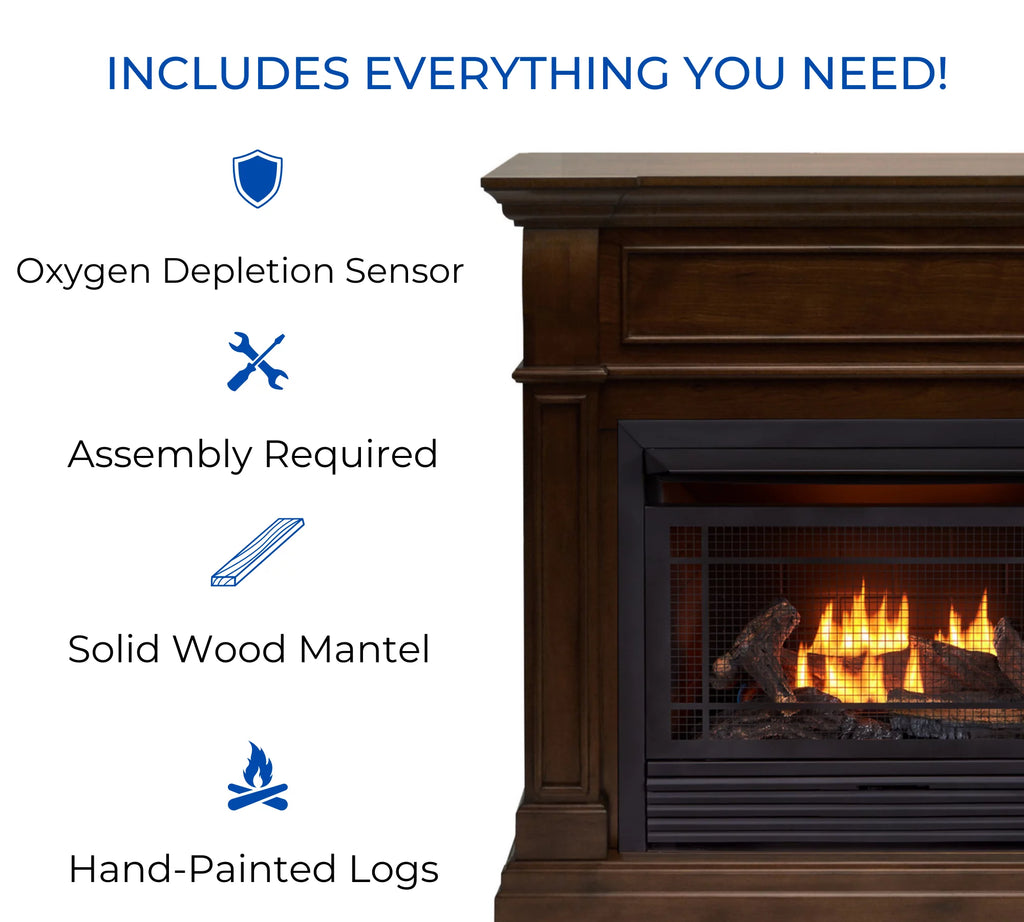 Duluth Forge Dual Fuel Ventless Gas Fireplace with Remote Control U966