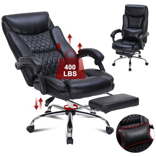 Reclining Executive Office Chair with Foot Rest for Heavy People, Khaki L77641