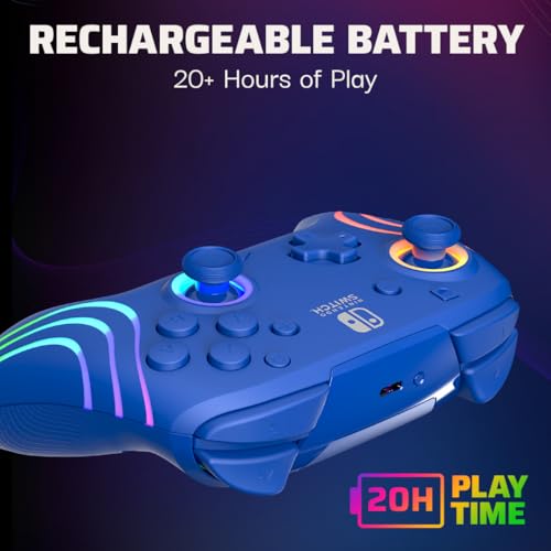 PDP Afterglow Wave Wireless RGB Gaming Controller for Nintendo Switch, Black I1528
