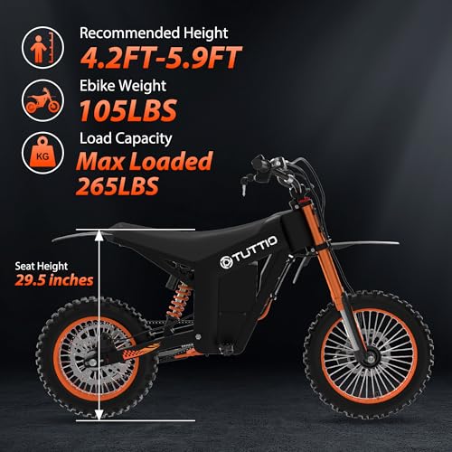 Electric Dirt Bike for Teens & Adults - 48V 21AH Fat Tire Off Road Mini E-Motocross B178