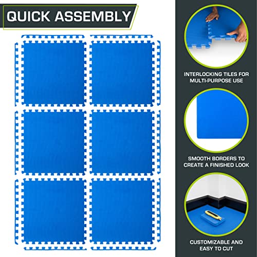 ProsourceFit Extra Thick Puzzle Exercise Mat, EVA Foam Interlocking Tiles, Black, 3/4 inch, 24 Tiles Y76691