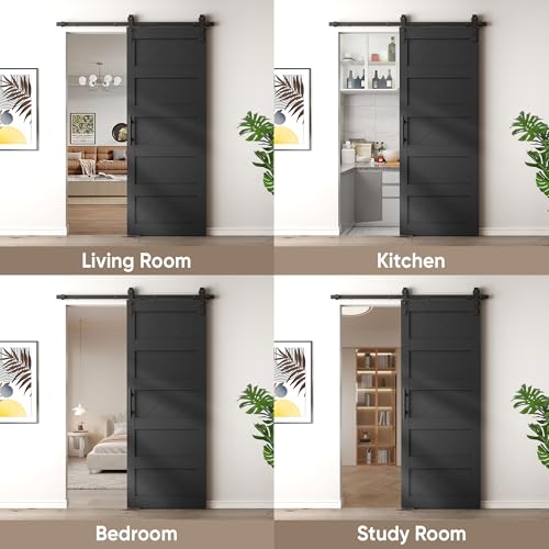 JUBEST 36" x 84" Sliding Barn Door Kit with Hardware, Black R91690