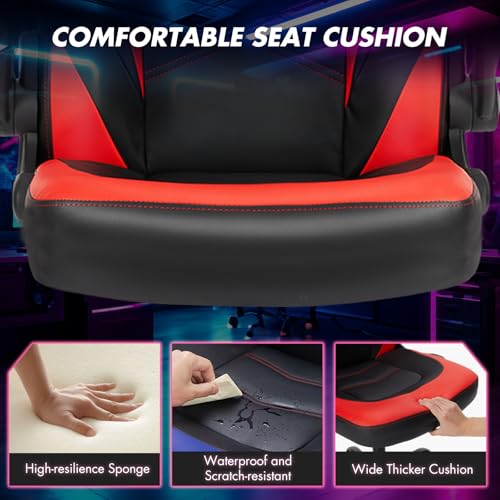 Sweetcrispy Ergonomic Gaming Desk Chair with Flip-up Armrest, Black Blue C253