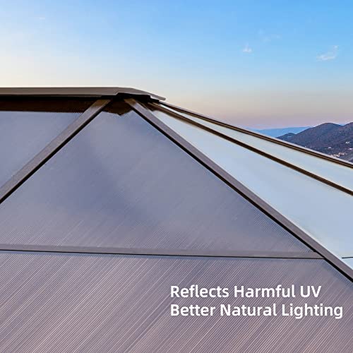 YOLENY 10'x13' Hardtop Gazebo with Aluminum Frame and Curtains F853