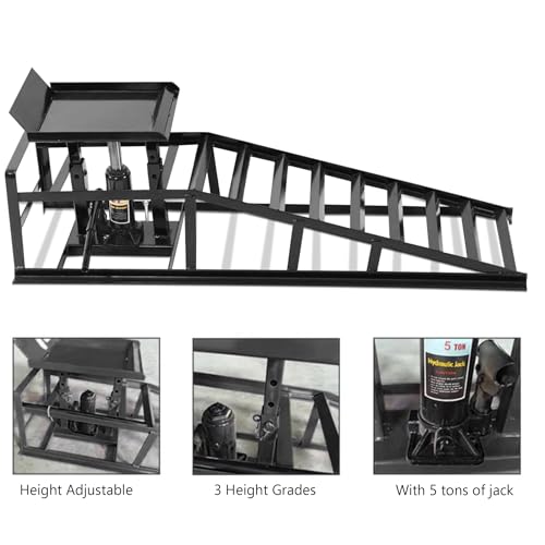2PCS 5T Hydraulic Car Ramps, Heavy Duty Portable Vehicle Lift for Garage L579958