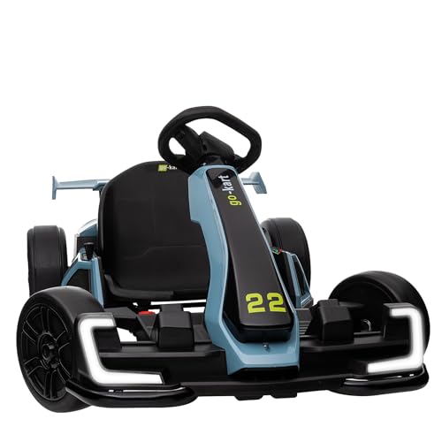 KerryYoo K61 Electric Drift Kart for Kids, 24V Ride On Toy with Adjustable Seat, Blue R5418