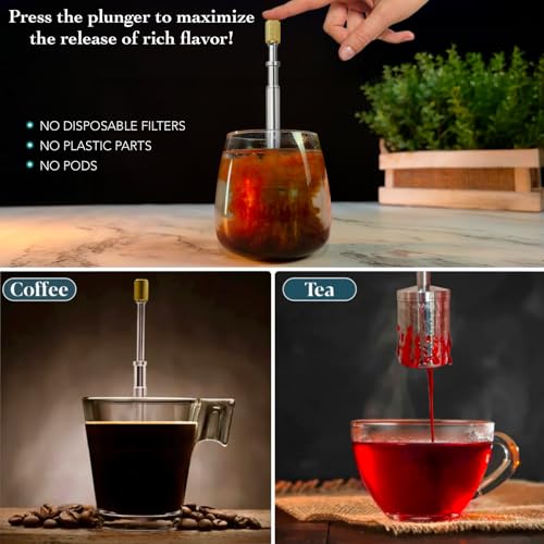 Portable Stainless Steel Micro French Press Coffee & Tea Maker M27659