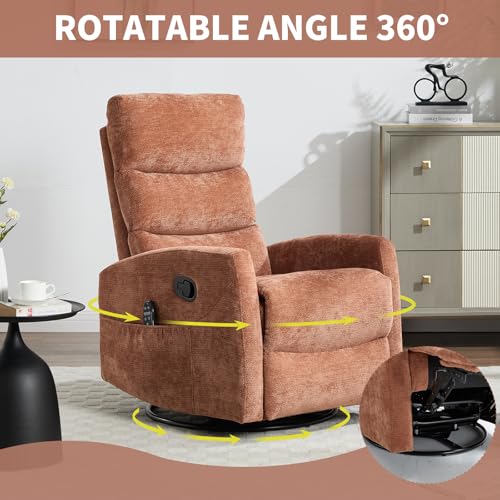 Massage Chair Recliner with Heat, Swivel Rocking, High Back Fabric Black V2333