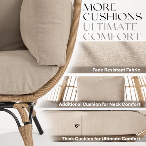 Bme Heavy Duty Wicker Egg Chair for Indoor & Outdoor, Black Base N148