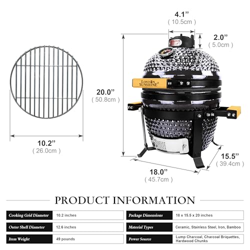 Ceramic BBQ Charcoal Kamado Grill 13 Inch Portable Tabletop Red Y244