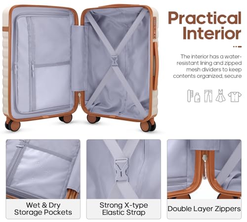 Luggage Sets 3 Piece, Carry On 20 Inch Hardside Suitcase with Spinner Wheels and TSA Lock J67858