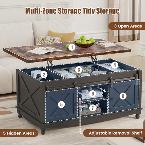 48" Farmhouse Lift Top Coffee Table with Storage, White E473872