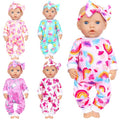 Ecore Fun 5 Sets Baby Doll Clothes and Headbands Baby Doll Accessories Set for 14 -16 Inch Doll, Total 10 pcs Cute Pattern Jumpsuit Doll Clothes and Accessories for 15 Inch Baby Dolls 18 Inch Dolls