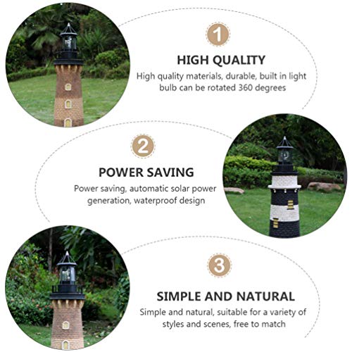 Lighthouse Decor Solar Powered Revolving LED Garden Lamp B294