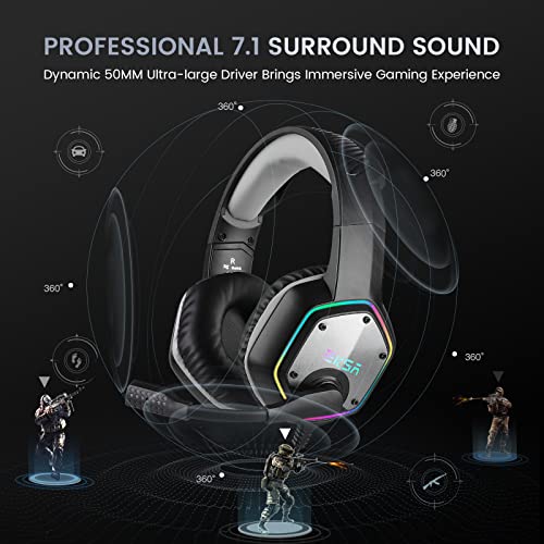 EKSA E1000 Gaming Headset with Noise Canceling Mic, 7.1 Surround Sound, Blue A702814