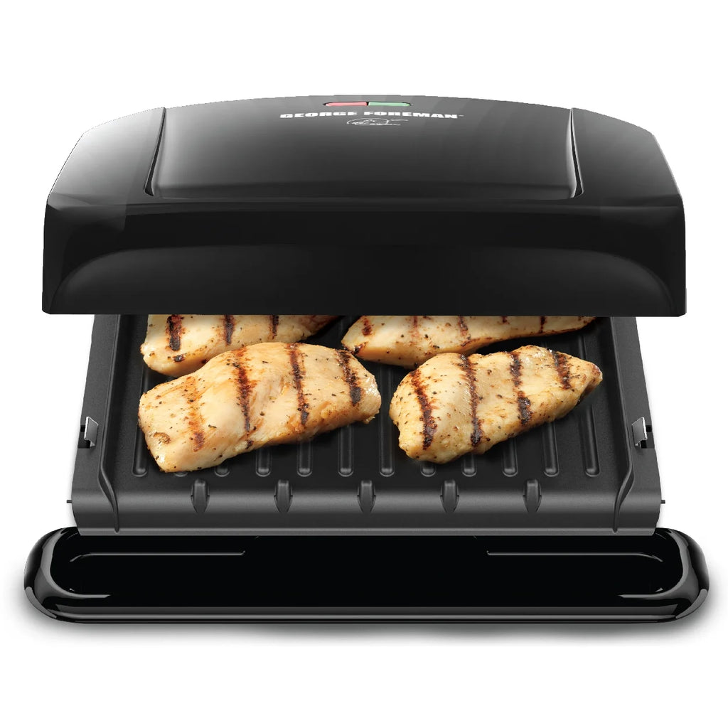 George Foreman 4-Serving Removable Plate Electric Grill and Panini Press, Black I517815