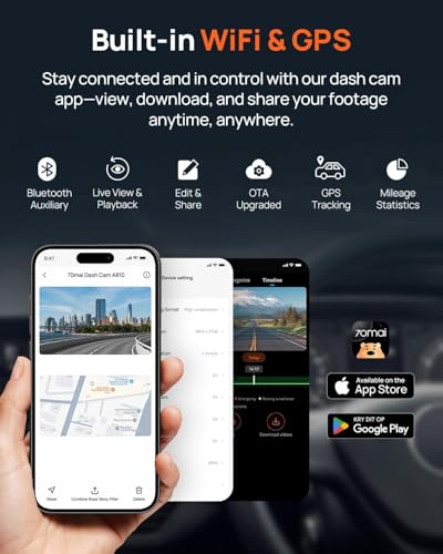 70mai A810 4K Dual Dash Cam Front and Rear with Night Vision I3285