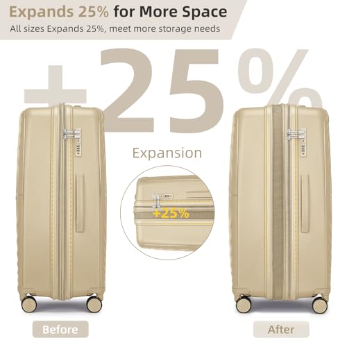 LARVENDER Luggage Sets 3 Piece, 20in Carry On PP Hardshell Suitcase with Spinner Wheels Q3160
