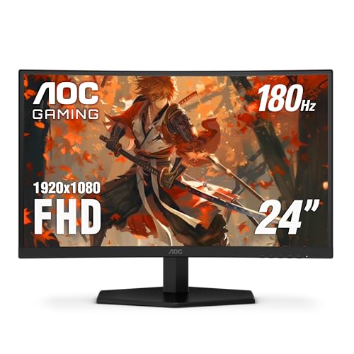 AOC 24G4 24" Gaming Monitor, Full HD 1920x1080 IPS Panel, 180Hz 1ms, 1x HDMI 2.0, 1x Display Port, Adaptive-Sync, Audio Earphone Out, Console Gaming Ready, 3-Year Zero-Bright-Dot
