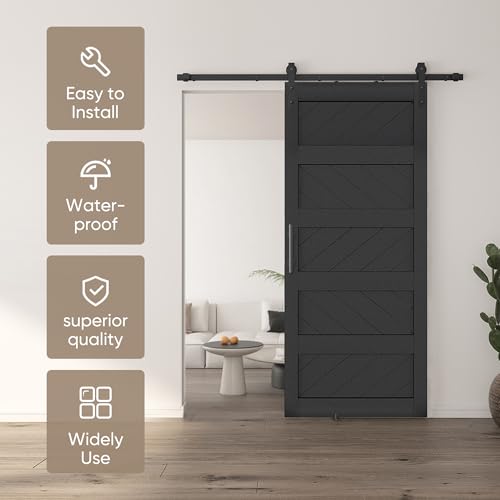 JUBEST 36" x 84" Sliding Barn Door Kit with Hardware, Black R91690