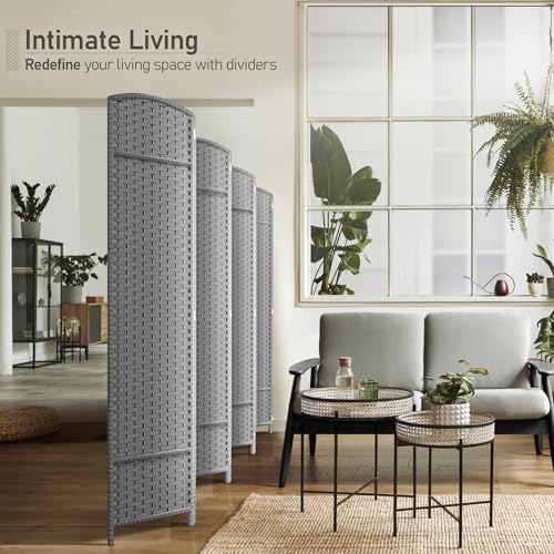 Sorbus 8-Panel Black Room Divider, 6 ft Tall Folding Privacy Screen T242