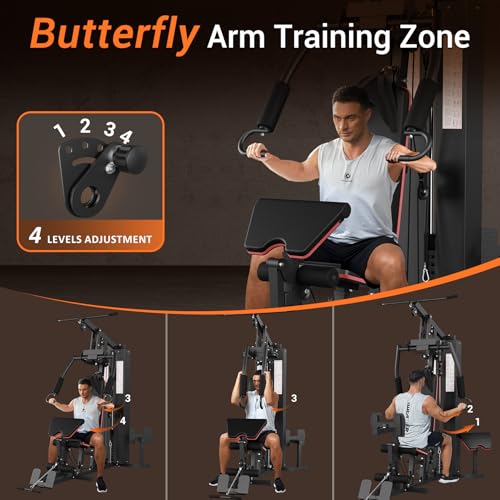 150LBS Home Gym Station with Pulley System for Full Body Strength Training Q31223