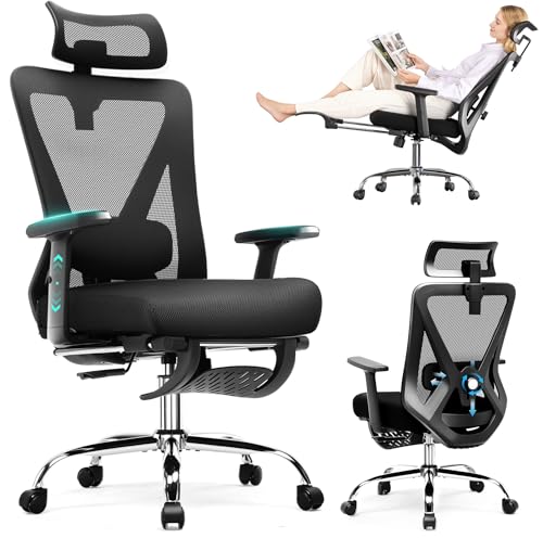 COMHOMA Ergonomic Big and Tall Gaming Chair 350 LBS with Lumbar Support, Black O381